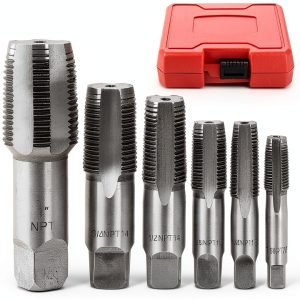 Bornpye NPT Tap Set Carbon Steel 6-Piece Red-0