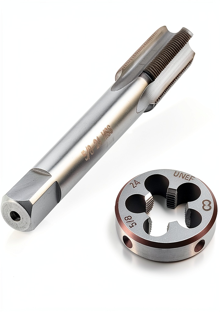 AUTOKAY 5/8-24 tap being used on a steel workpiece